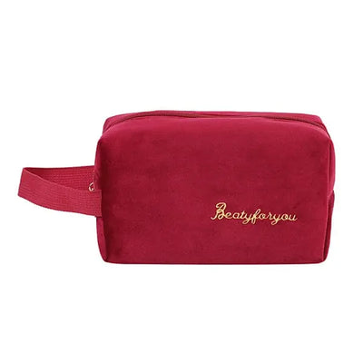 Trousse de toilette velours femme rouge - À vos trousses